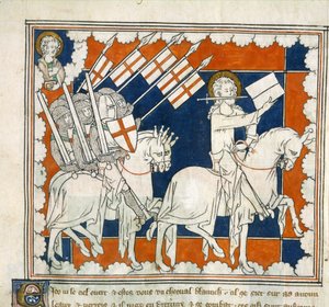 De ruiter op een wit paard, begin 14e eeuw (miniatuur) door English School