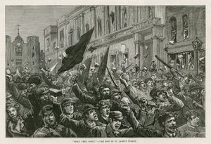 De rellen in West End van Londen, 8 februari 1886: Hier komen ze! - De menigte in St James