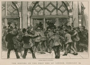 De rellen in West End van Londen, 8 februari 1886: Plunderen van winkels in Piccadilly