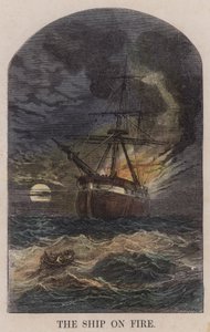 Het schip in brand
