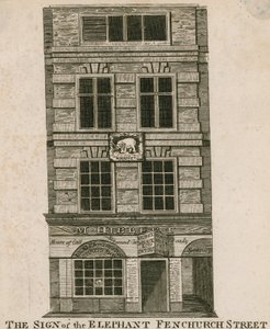 Het teken van de Olifant, Fenchurch Street, Londen door English School