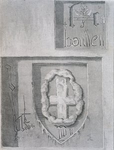 De handtekening van Anne Boleyn met de Tudor Roos tijdens haar gevangenschap in de Tower of London en een ander gevangene