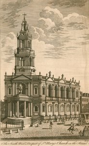 Het zuidwestelijke uitzicht van de St Marys Kerk in de Strand door English School