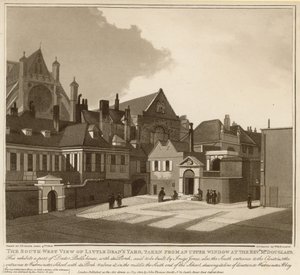 Het zuidwestelijke uitzicht van Little Deans Yard door English School