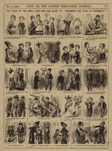 Het verhaal van twee kleine jongens die reden hadden om "de vijfde november te onthouden" (gravure) door English School