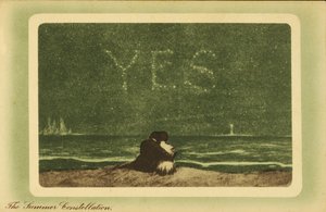 De zomerconstellaties: geliefden op een strand 