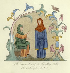 De zomerkleding en reiskostuum van de dames van de 8e eeuw