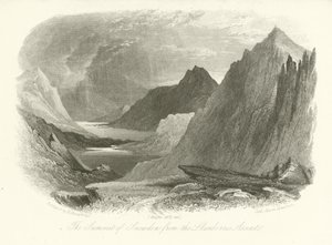 De top van Snowdon vanaf de Llanberis beklimming, Wales door English School