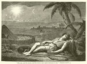 "De zon, de maan en de elf sterren bogen voor mij", Genesis, xxxvii, 9 (gravure)