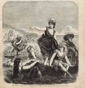 De sirenen van de zee, een schets van de mooie baders aan de Franse kust bij Trouville