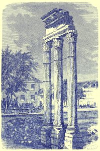 De drie zuilen bij de Tempel van Castor, illustratie uit Geschiedenis van Rome door Victor Duruy, gepubliceerd 1884 door English School