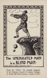 De ongeschoolde man is een blinde man (litho) door English School