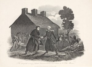 De onverwachte ontmoeting van Lord Wellington en Blucher bij La Belle Alliance, uitgegeven door T Kelly, 1811 door English School