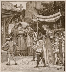 De bruiloft van Jack van Newbury: de bruidstoet, illustratie uit Cassells Geïllustreerde Geschiedenis van Engeland door English School