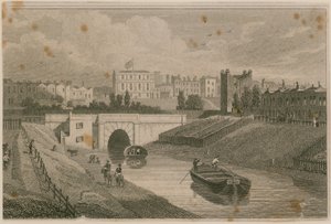 De westelijke ingang van de Regents Canal Tunnel, Islington, Londen door English School