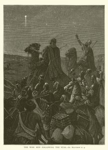 De wijzen die de ster volgen, Matteüs II, 9 (gravure) door English School