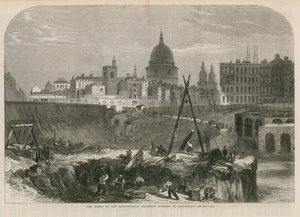 De werken van de Metropolitan Extension Railway in Smithfield door English School