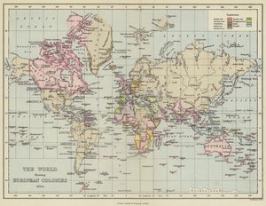 De wereld met Europese koloniën