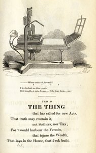 Dit is het Ding, illustratie uit The Political House that Jack Built door William Hone, gepubliceerd 1819 door English School