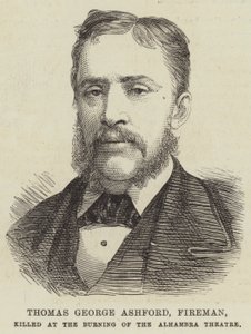 Thomas George Ashford, brandweerman, omgekomen bij de brand van het Alhambra Theatre door English School