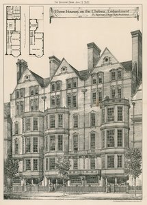 Drie Huizen aan de Chelsea Embankment door English School