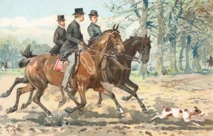 Drie ruiters op het platteland door English School