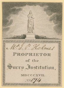 Ticket voor Eigenaar van het Surrey Instituut, gedateerd 1817 door English School