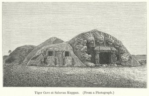 Tijgergrot bij Saluvan Kuppan (gravure) door English School