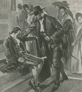 Moe en hongerig valt Benjamin Franklin in slaap in een Quaker-vergaderhuis door English School