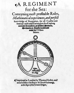 Titelpagina voor A Regiment for the Sea, door William Bourne, gepubliceerd ca.1574 door English School