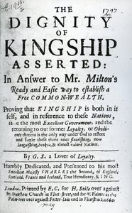 Titelpagina voor The Dignity of Kingship Asserted door G.S. a Lover of Loyalty, gepubliceerd 1660