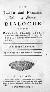 Titelpagina voor The Laird and Farmer door de auteur van de Familiar Catechism, gepubliceerd 1750 door English School