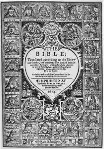 Titelpagina voor de Engelse vertaling van de Genève Bijbel, 1614 door English School