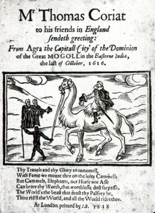 Titelpagina van Thomas Coryats postuum gedrukte verslag van zijn reizen in India, gepubliceerd in Londen, 1618 door English School