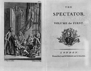Titelpagina van het eerste deel van de verzamelde editie van The Spectator, gepubliceerd ca. 1788