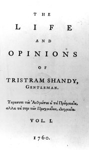Titelpagina van The Life and Opinions of Tristram Shandy, Gentleman door Laurence Sterne, gepubliceerd in 1760