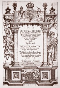 Titelpagina, Knolles Generall Historie of the Turks, uitgegeven door Adam Islip, 1603 door English School