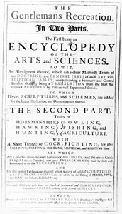 Titelpagina van The Gentlemans Recreation, gepubliceerd door Richard Blome, 1686