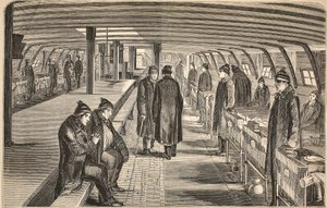 Bovendek van het Unite ziekenhuisschip, verbonden aan de hulks in Woolwich, illustratie uit The Criminal Prisons of London and Scenes from Prison Life door Henry Mayhew en John Binny, uitgegeven in 1862 door English School