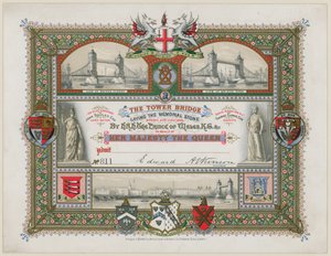 Tower Bridge, Londen, Uitnodiging voor het leggen van de gedenksteen, 21 juni 1886