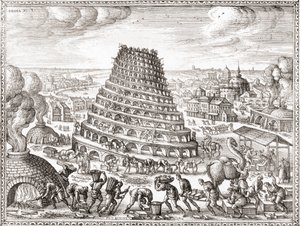 Toren van Babel (prent) door English School
