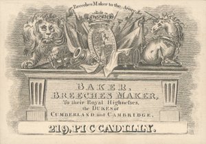 Handelskaart, Baker, Broekmaker door English School