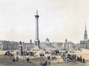 Trafalgar Square met de National Gallery en St Martins Kerk door English School