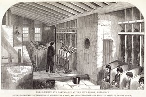 Looprad en Eikenschuur in de Stadsgevangenis, Holloway, uit The Criminal Prisons of London and Scenes of Prison Life door Henry Mayhew (1812-87) en John Binny, 1862 door English School