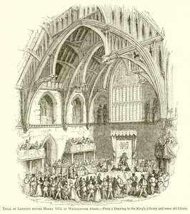 Proces van Lambert voor Hendrik VIII in Westminster Abbey door English School
