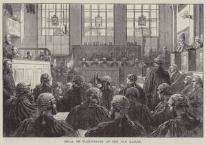 Proces van Wainwright in de Old Bailey (gravure) door English School
