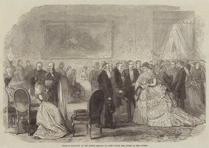 Dinsdagreceptie in de Franse Ambassade in Rome tijdens de Zitting van de Raad (gravure) door English School