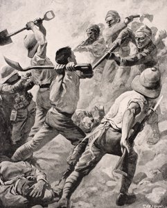 Turkse en Britse soldaten in handgemeen op het Gallipoli-schiereiland Turkije 1915, uit 