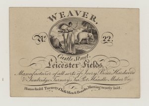 Draaier, Weaver, handelskaart door English School