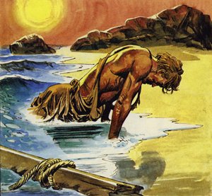 Ulysses spoelde aan op het eiland Ogygia